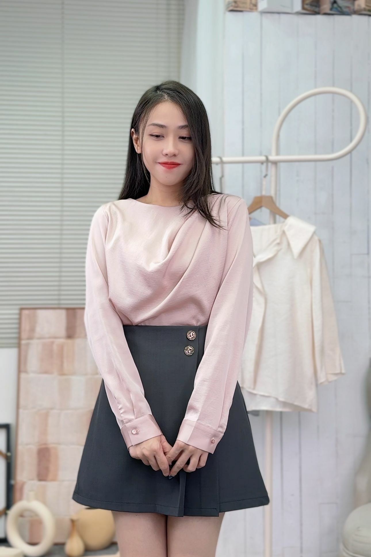 TOP#6489 ♡柔霧垂領TOP♡