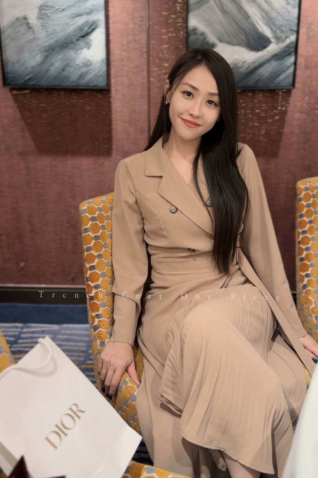 OP#6503 ♡雪紡trench coat 連身裙♡