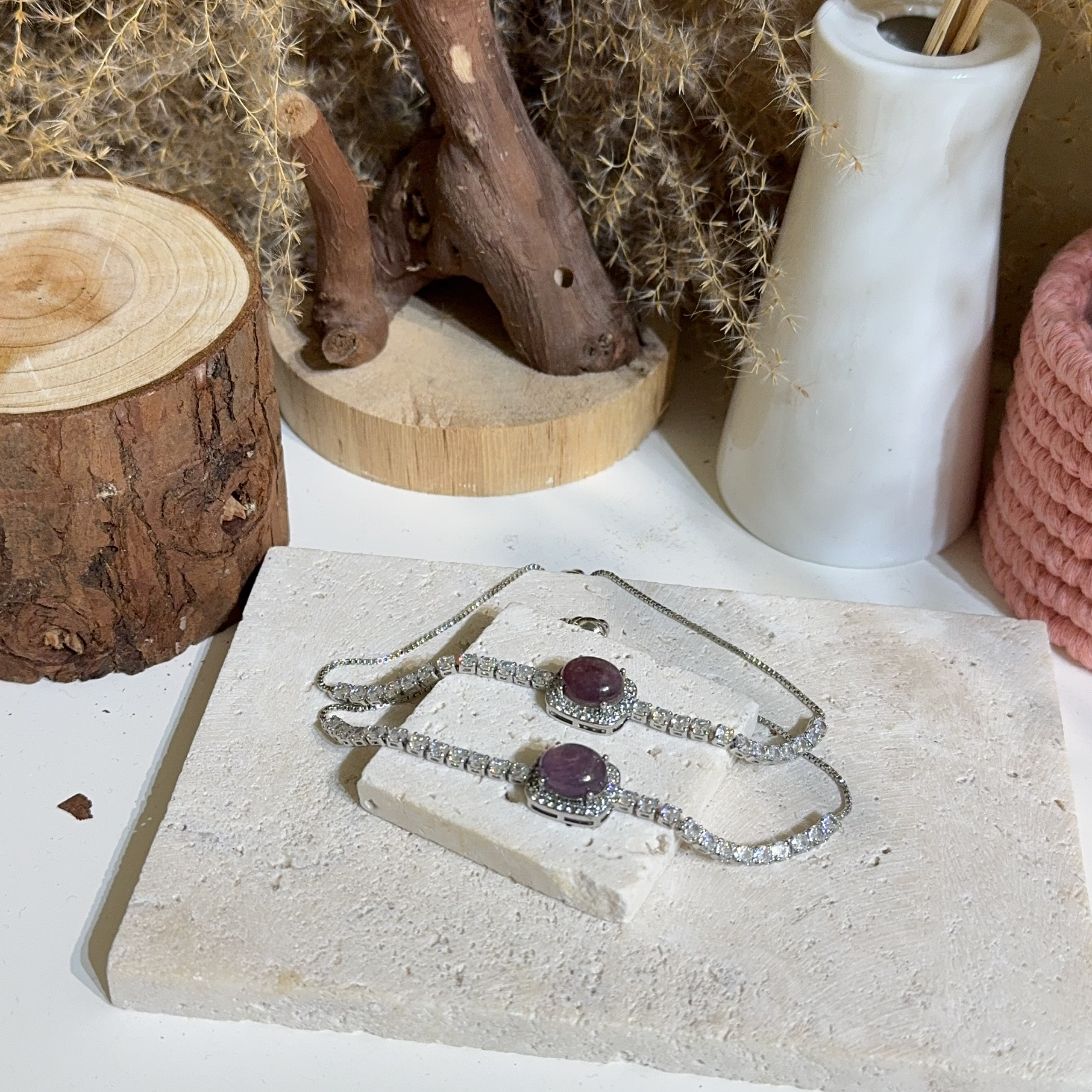 紫鋰雲母閃閃手鏈 （可調節）