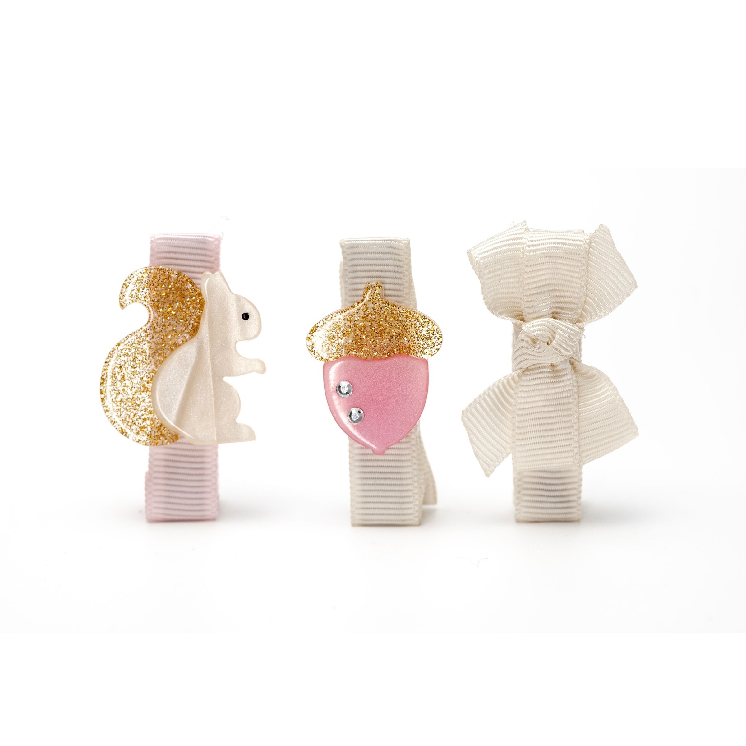 〖 Lilies & Roses 〗松鼠蝴蝶結寶寶髮夾三入組