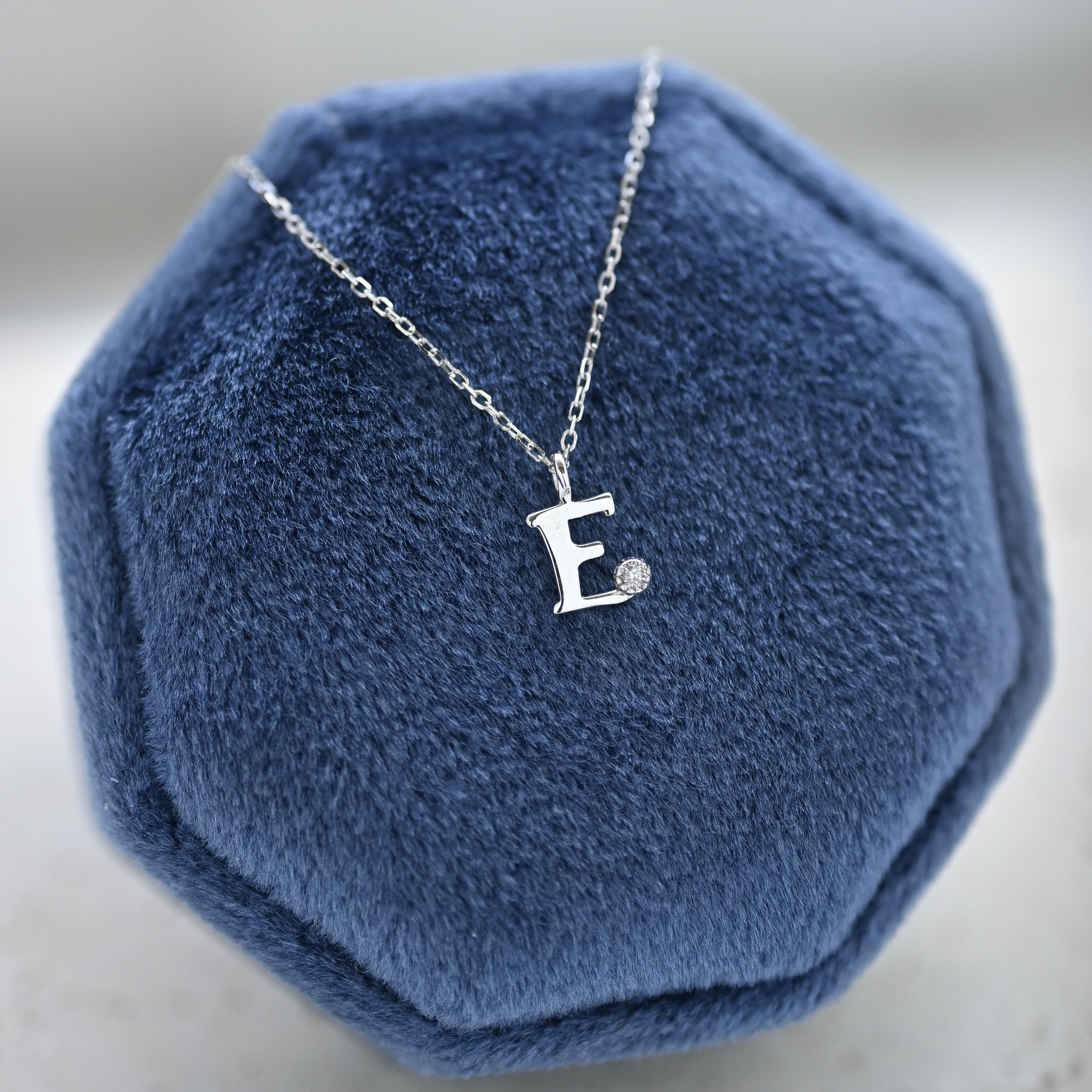 18K Letter "E" Diamond Necklace