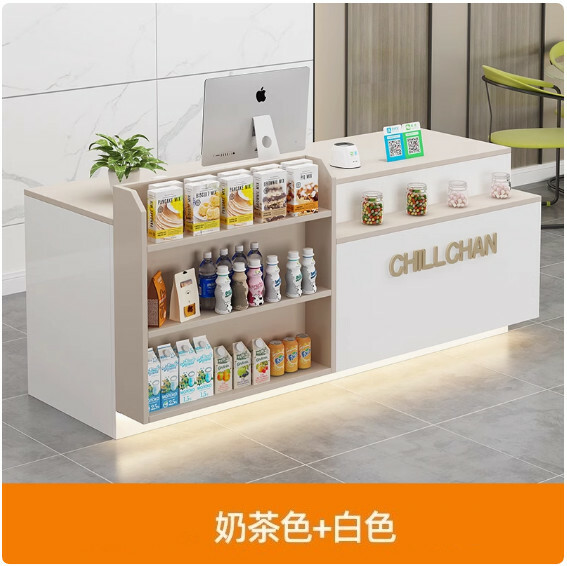 超市便利店收銀臺，公司辦公前臺，士多店櫃臺，接待臺，酒吧吧臺【尺寸240x60x100cm】下單後聯絡客服確認發貨顔色與方位