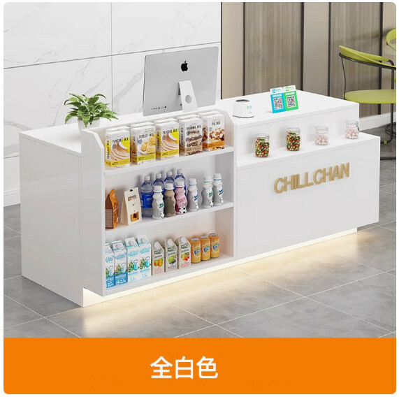 超市便利店收銀臺，公司辦公前臺，士多店櫃臺，接待臺，酒吧吧臺【尺寸280x60x100cm】下單後聯絡客服確認發貨顔色與方位