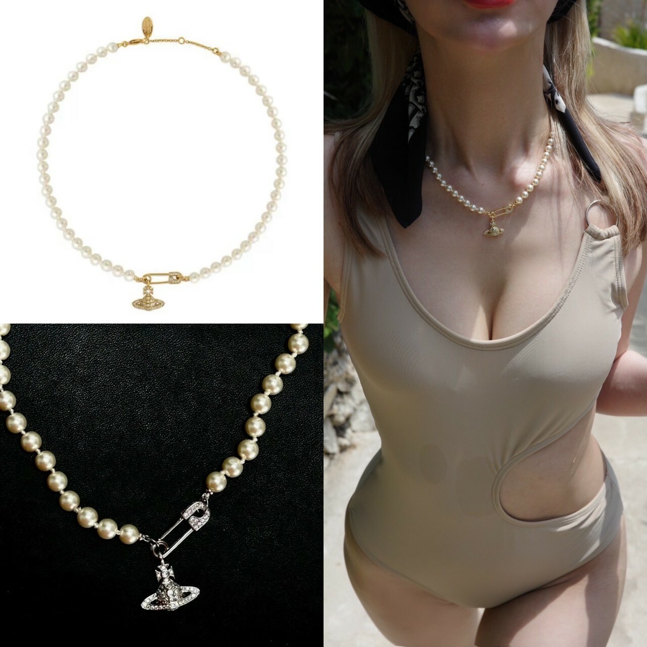 Vivienne Westwood 土星Logo別針珍珠項鍊 西太后