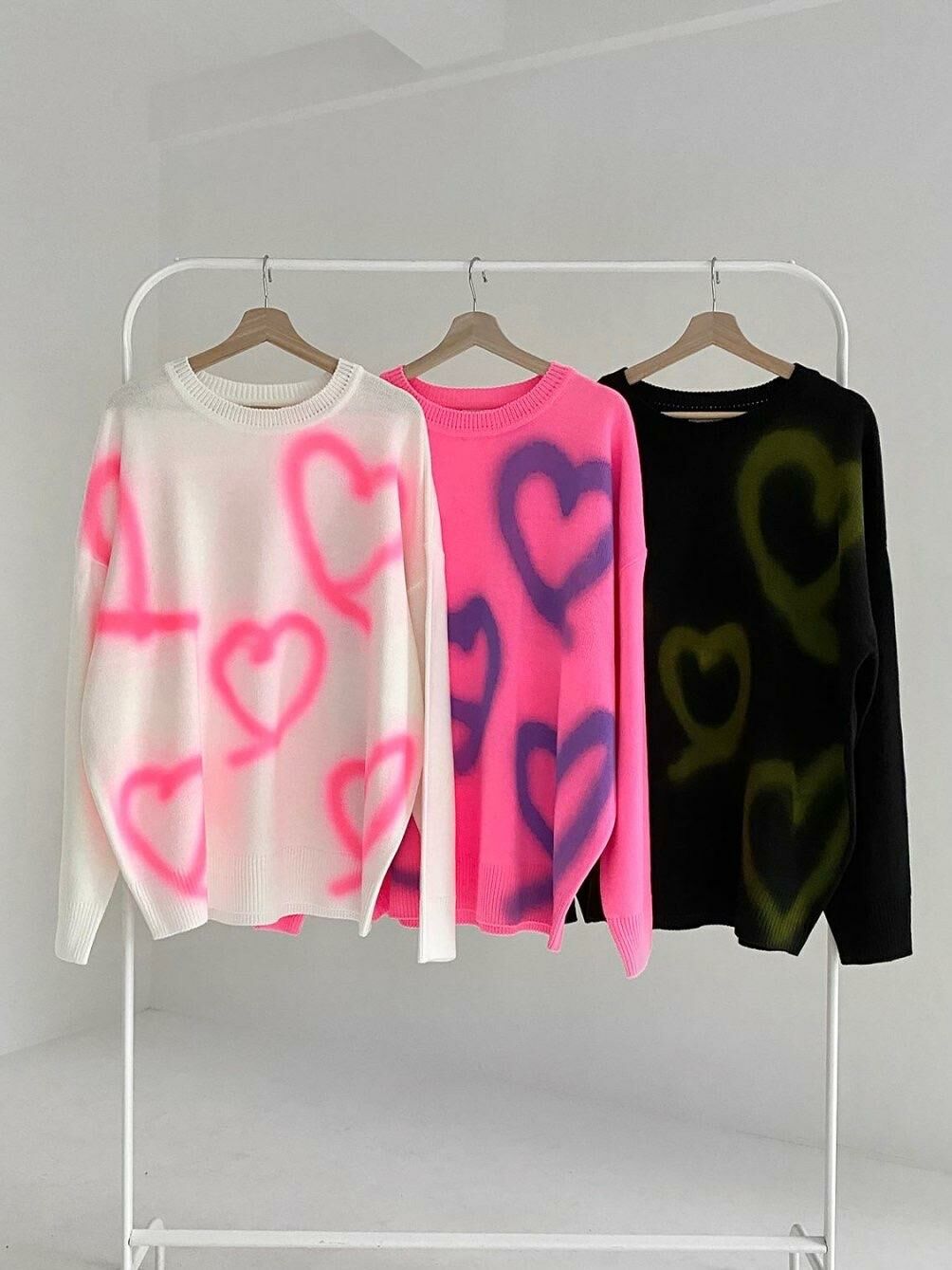 圓領人心心圖案針織衫 3.14-044T