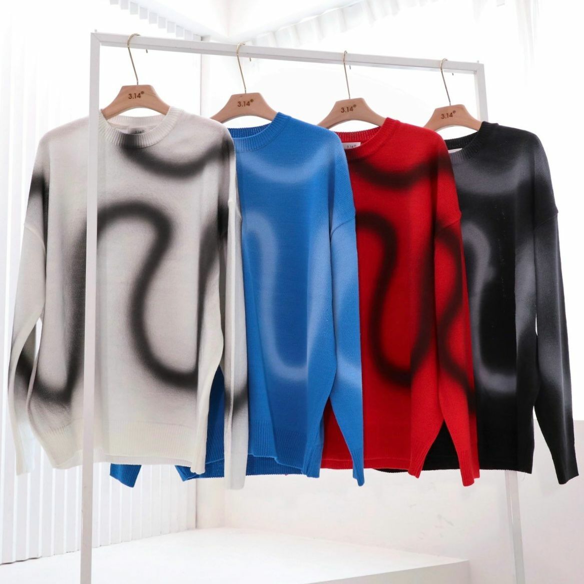 圓領亂紋圖案針織衫 3.14-045T