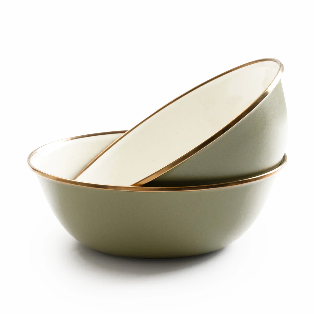 Barebones CKW-1025 雙色琺瑯碗組 （2入）黃褐綠
