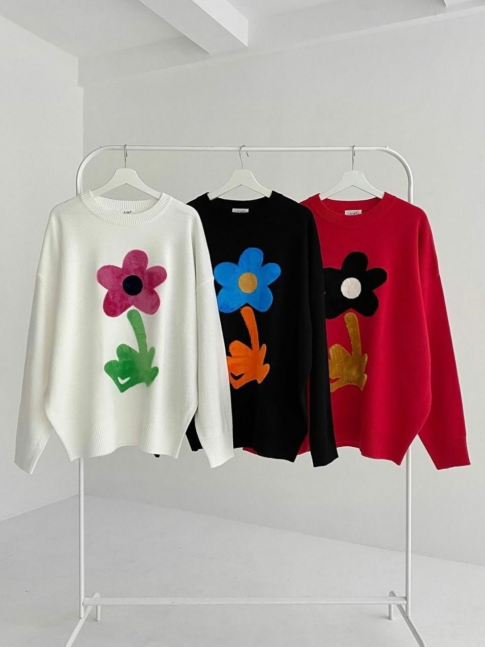 圓領花花圖案針織衫 3.14-047T