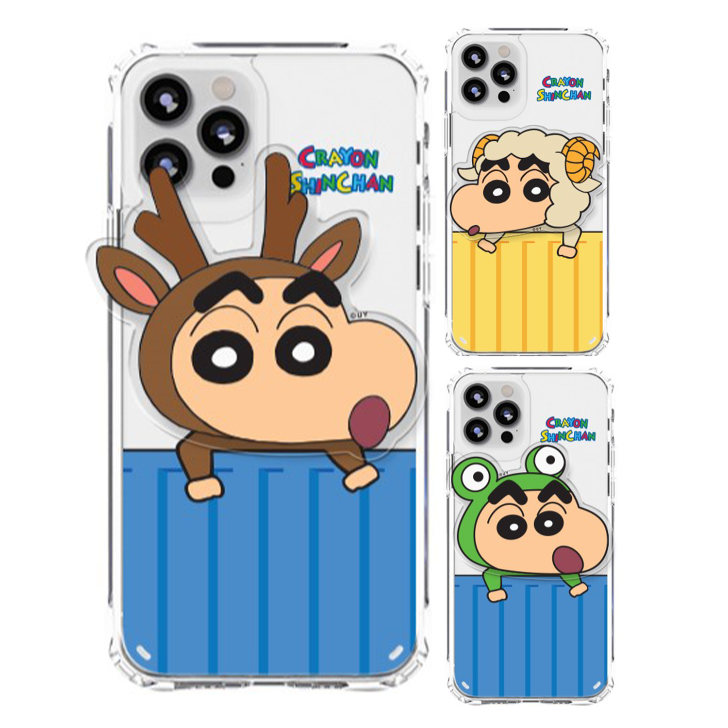 蠟筆小新 - Clear Hard Case - 坐檯支架防撞透明手機保護硬殼 TY