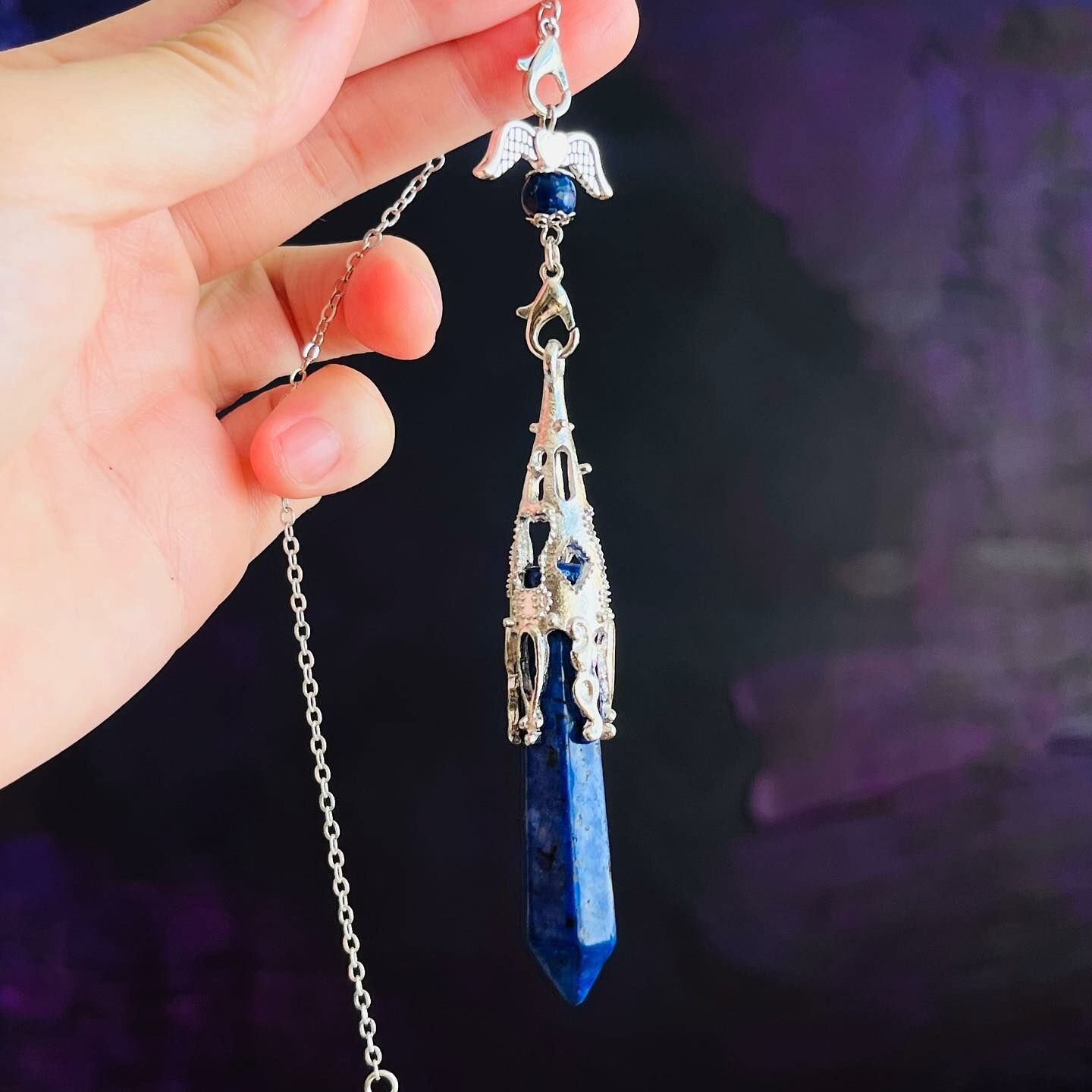 [原石] 青金石 水晶靈擺 （有染色）