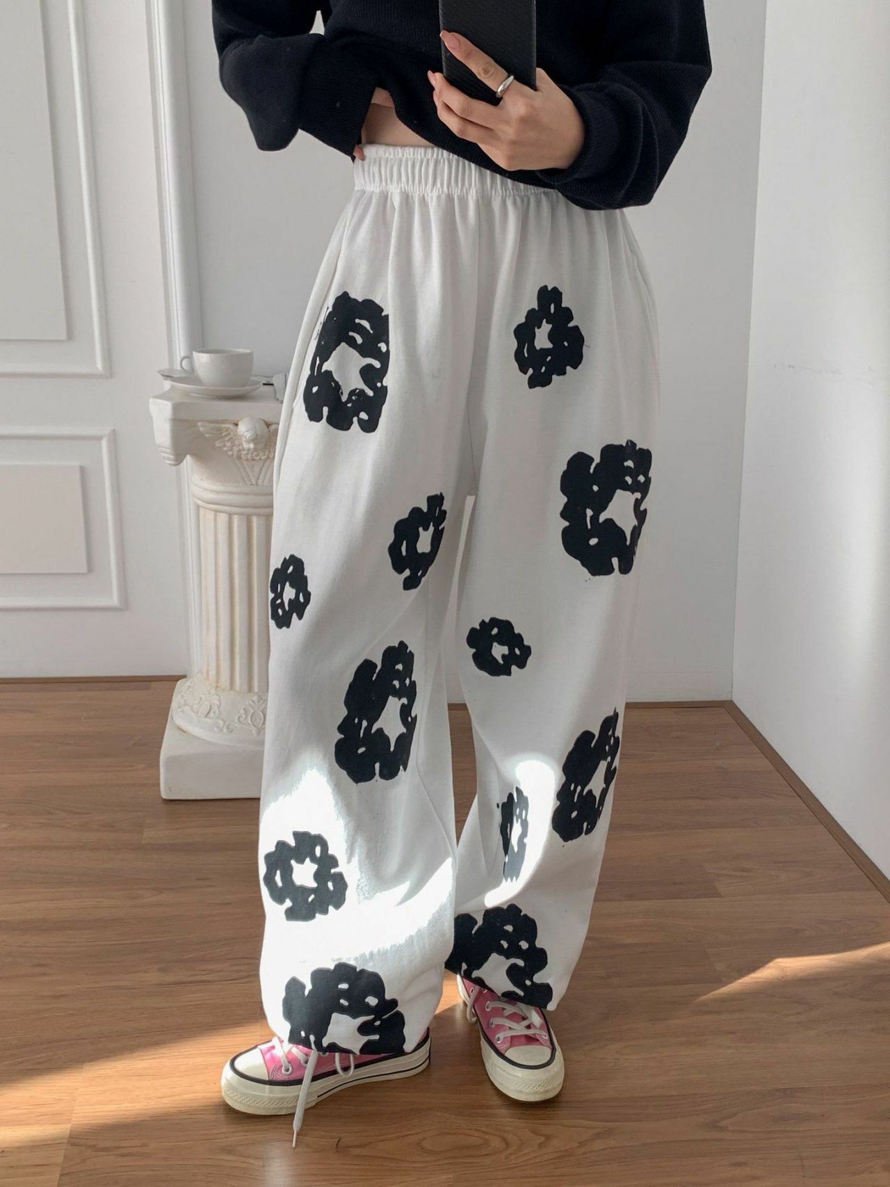 花花圖案束腳棉質運動褲 3.14-053P