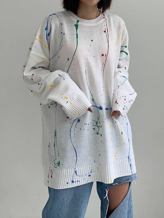 圓領潑墨針織衫 3.14-054T