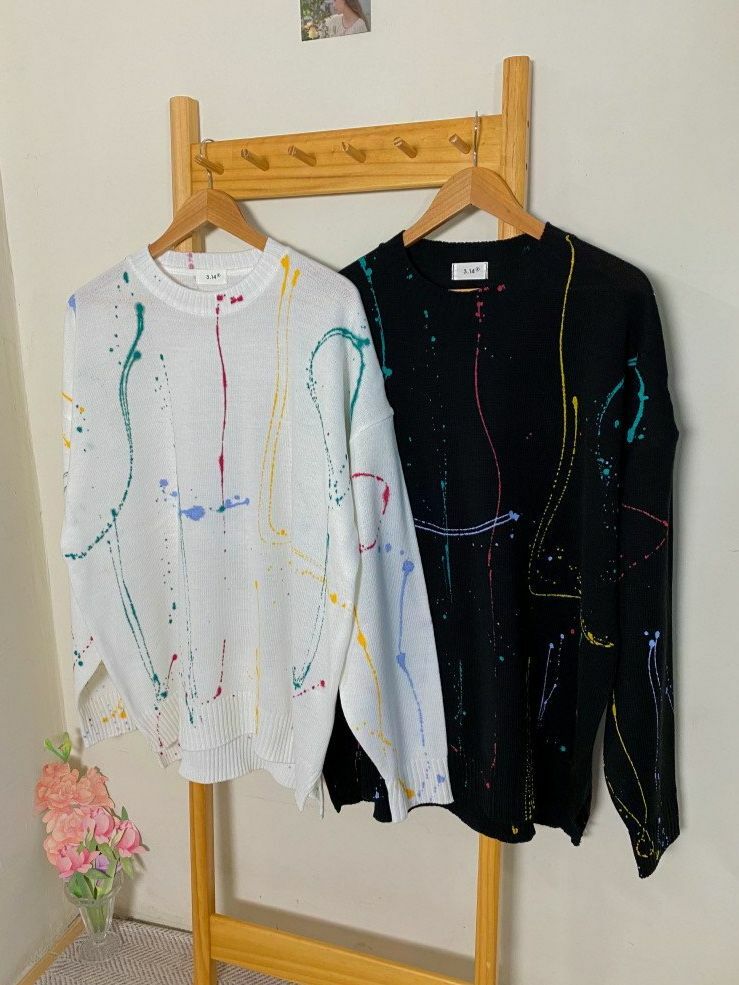 圓領潑墨針織衫 3.14-054T