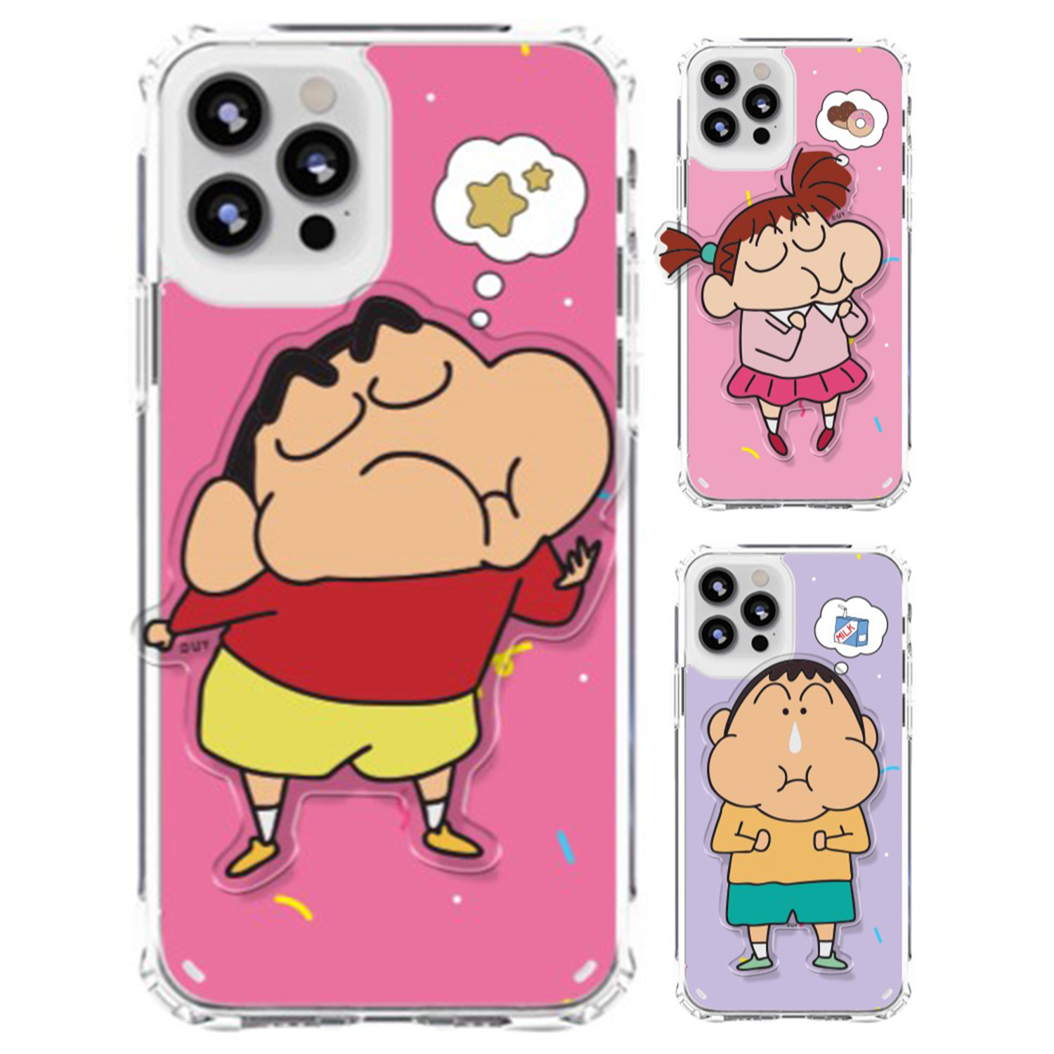 蠟筆小新 - Clear Hard Case - 坐檯支架防撞透明手機保護硬殼 TY