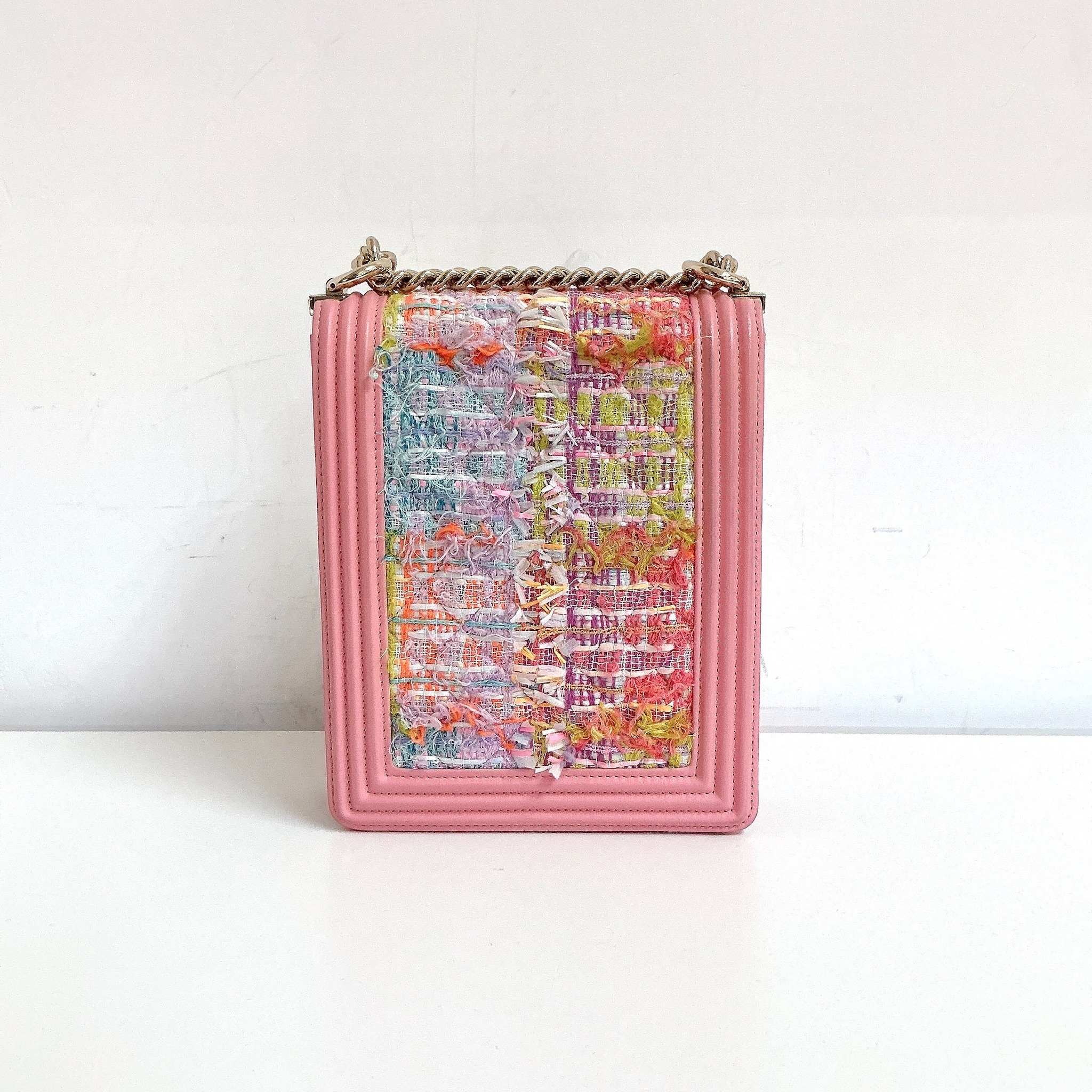 Chanel Quilted North South Boy Flap Bag - Pink / Ghw