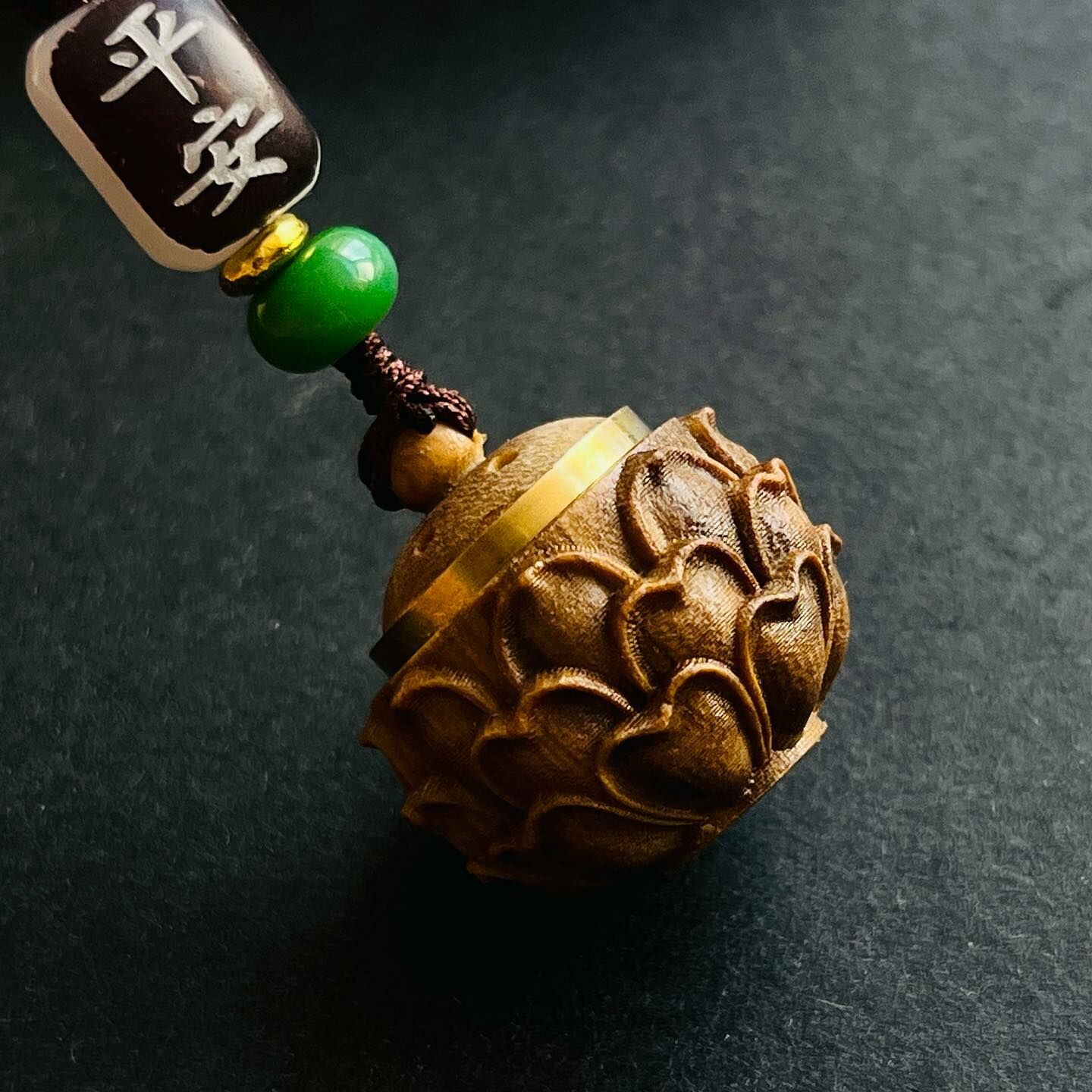 [原石] 車用平安香囊 綠檀木 吊飾  附贈香丸一瓶