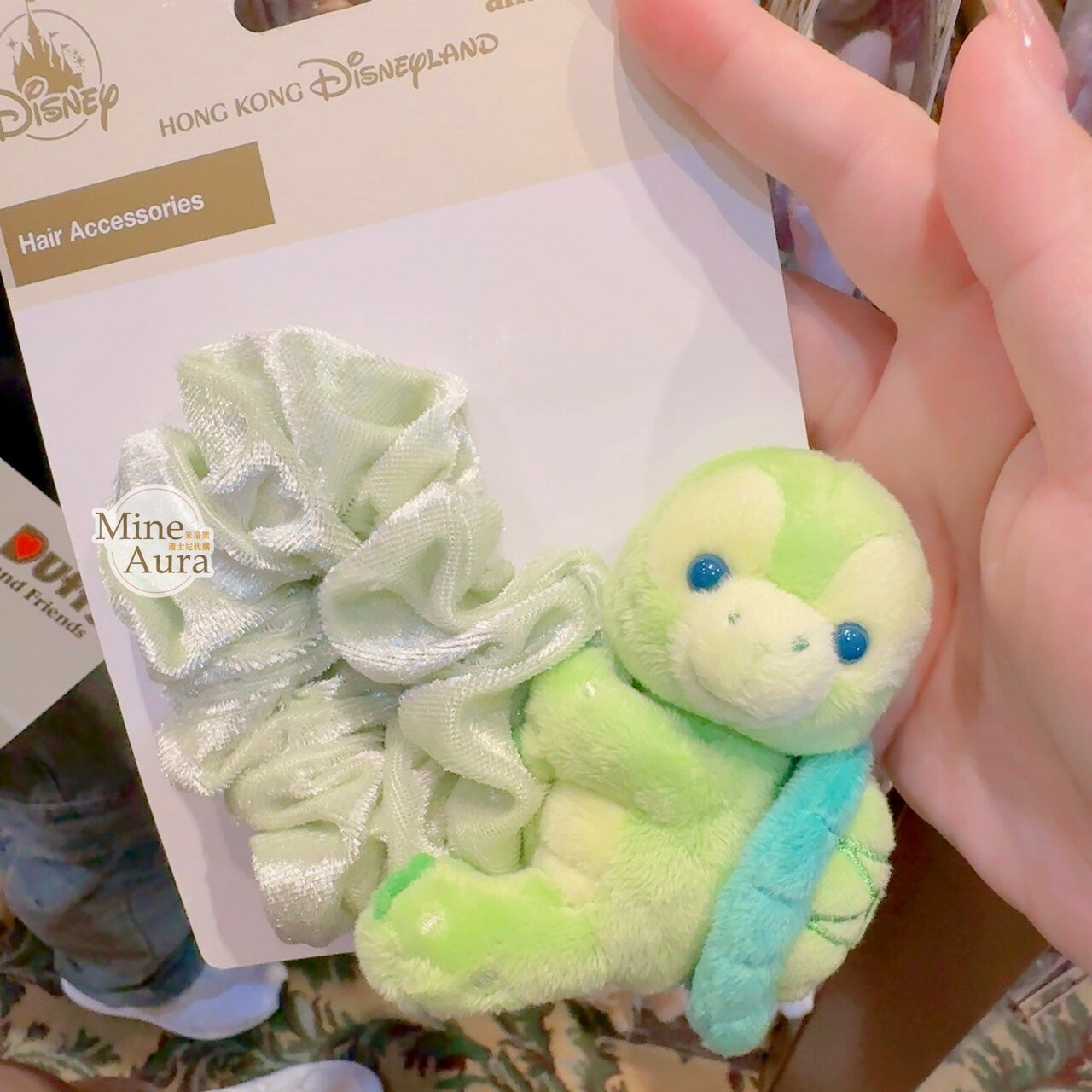 奧樂米拉 海龜 OluMel 絨毛抱抱 造型 髮束 大腸圈 髮飾 -香港迪士尼樂園