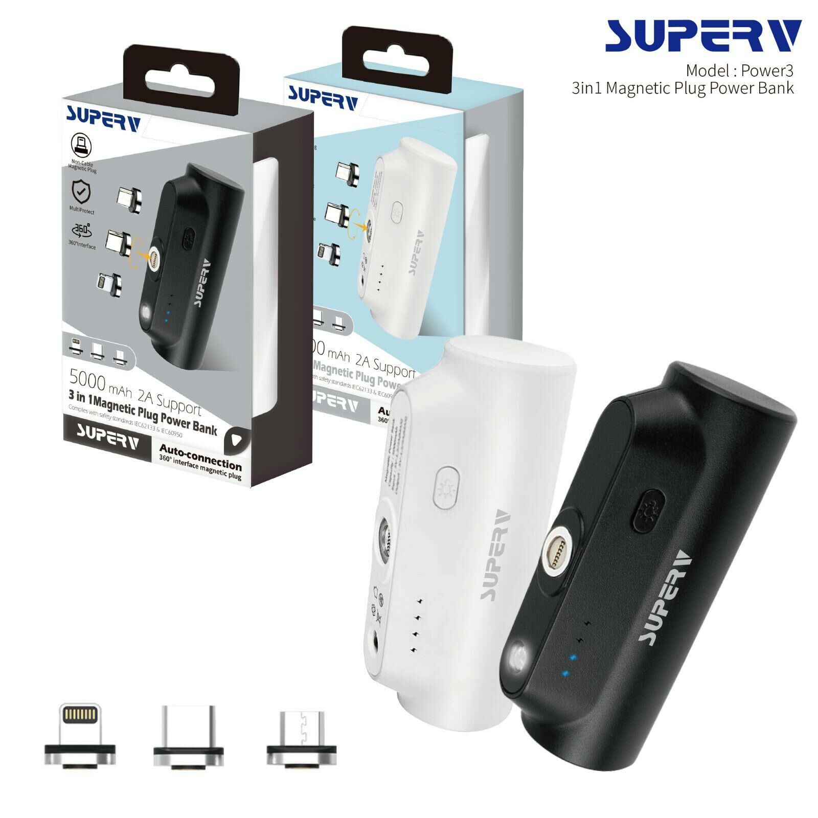 Power3 3in1磁吸5000mAh外置充電器