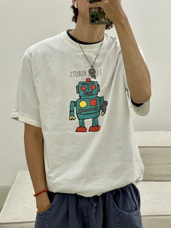 機器人圖案英文字短袖Tee HIGH FIVE-094T