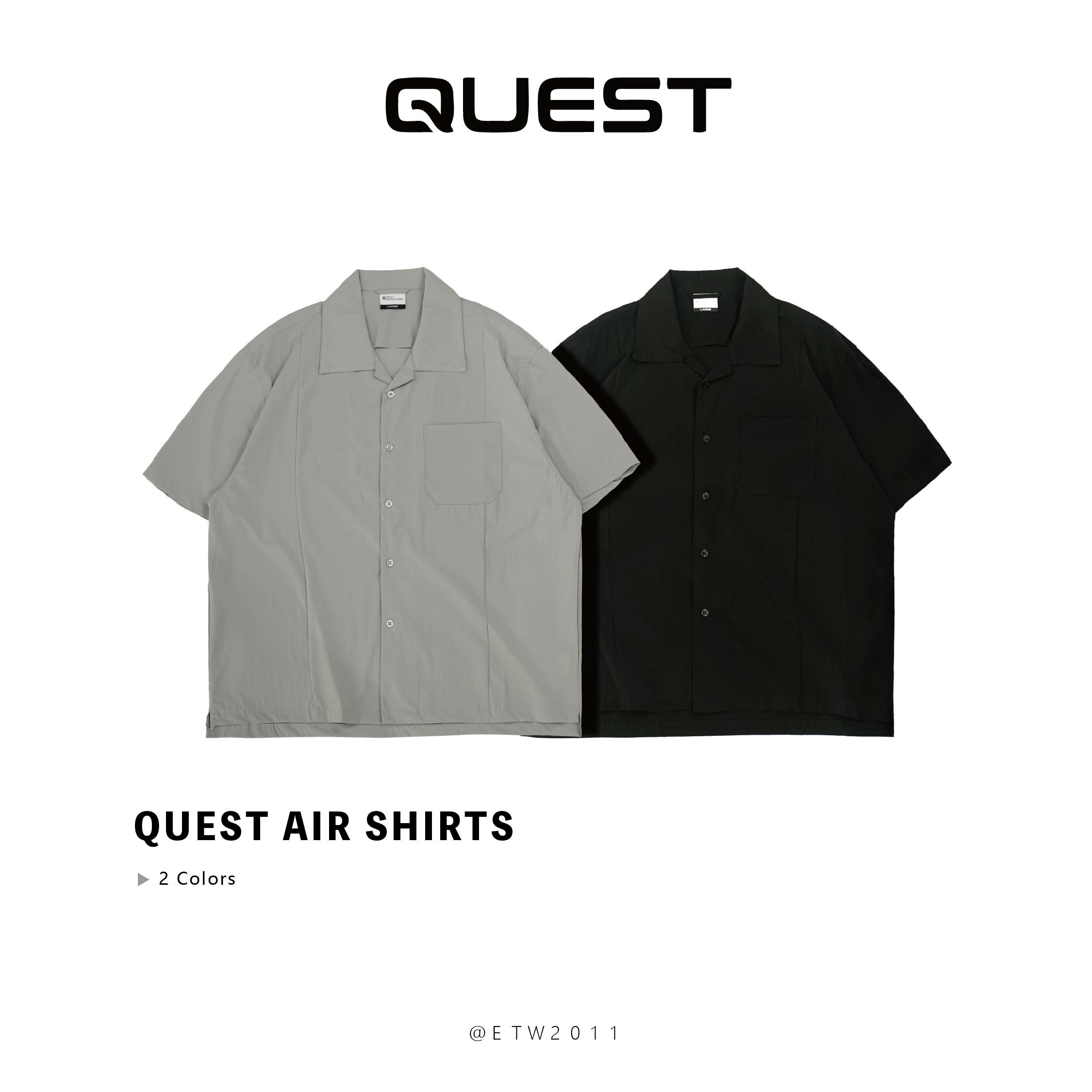 ☆ETW☆【EASY TO WEAR】QUEST AIR SHIRTS 涼感襯衫 透氣 機能 黑色 灰色