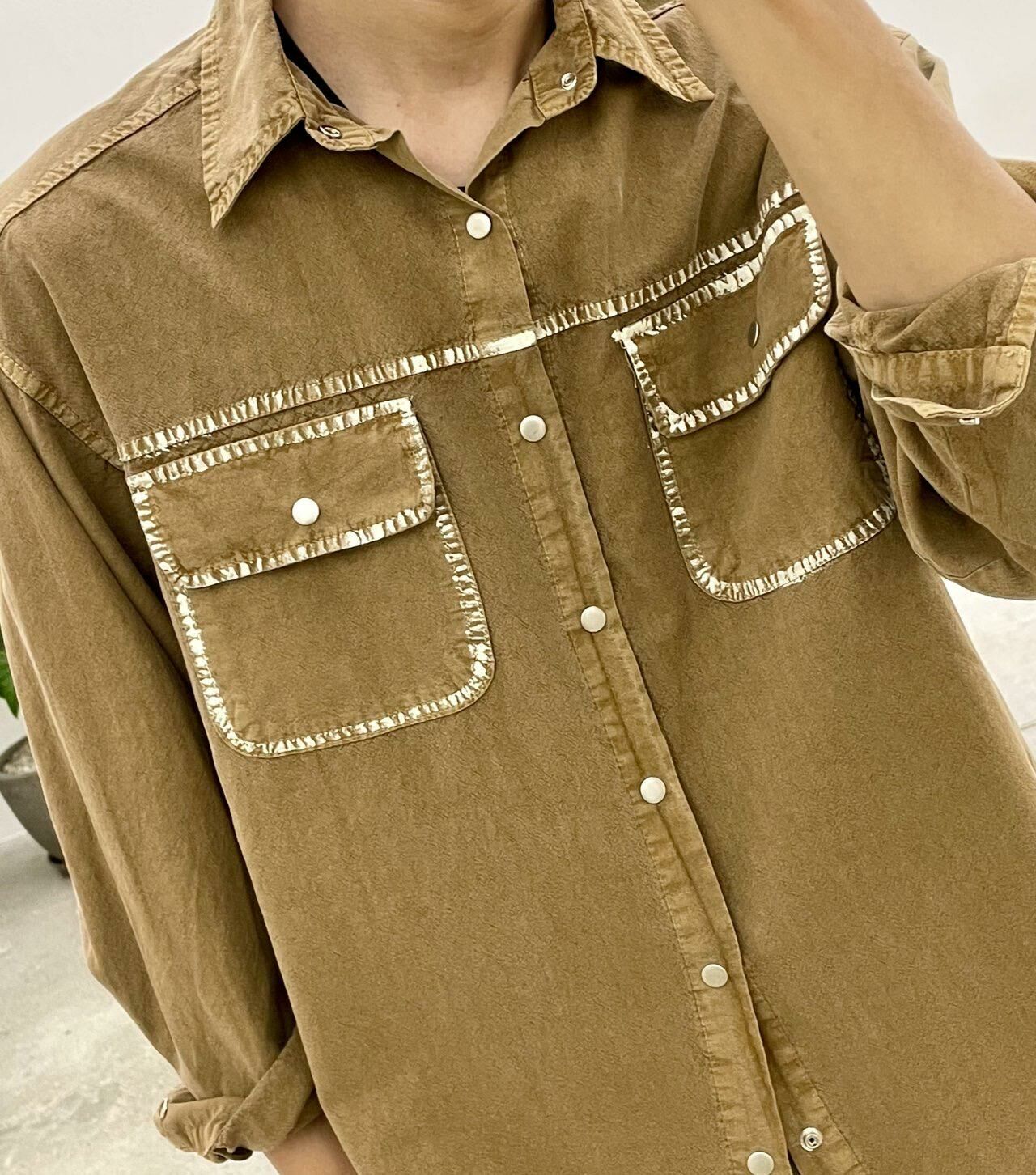 淨色白邊長袖恤衫 HIGH FIVE-097S