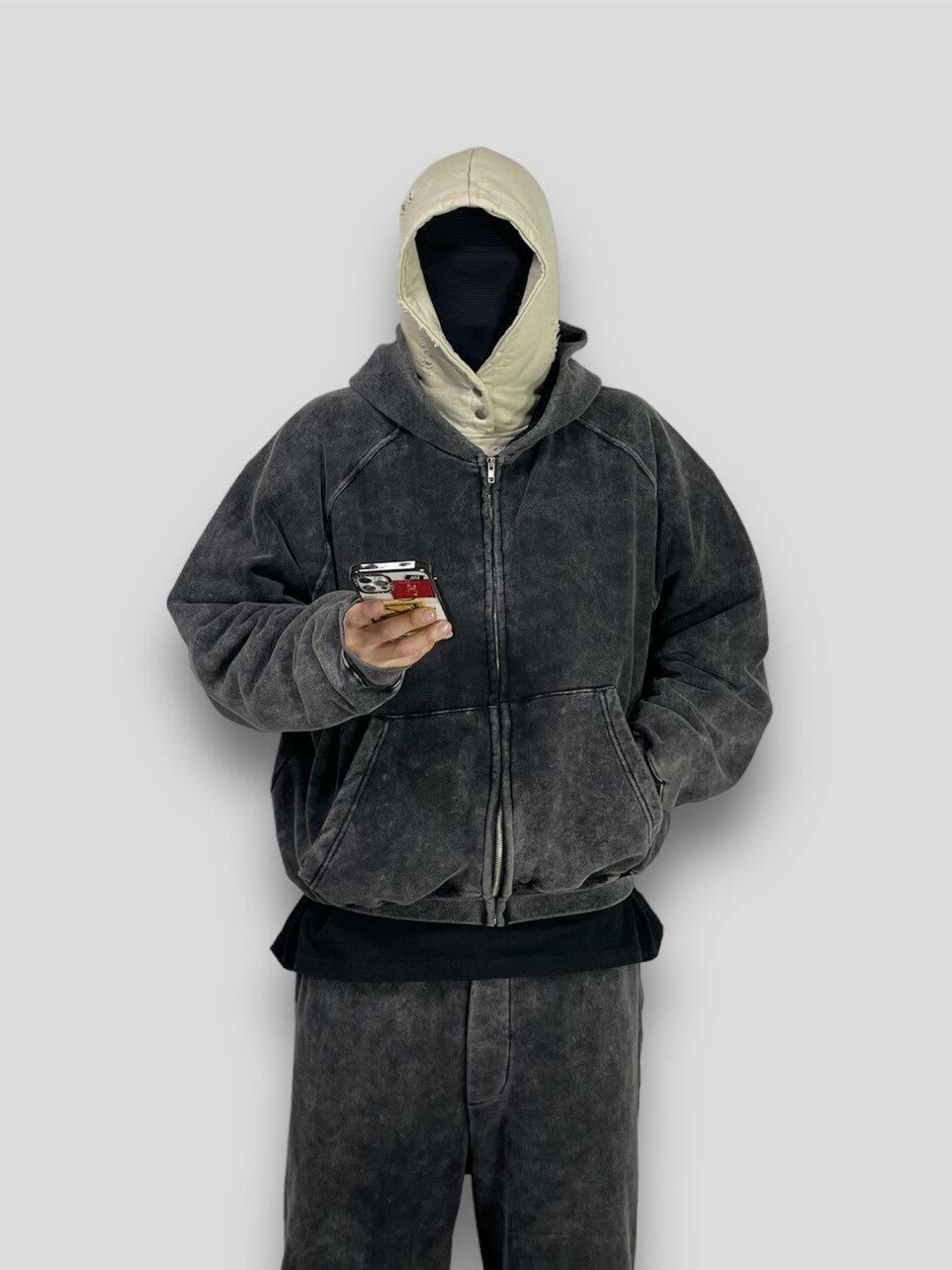 洗水連帽拉鍊外套(薄抓毛底) DOVER-014JK