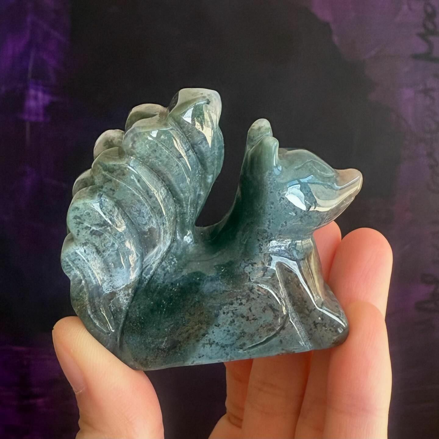 [原石] 水草瑪瑙 九尾狐 水晶擺件