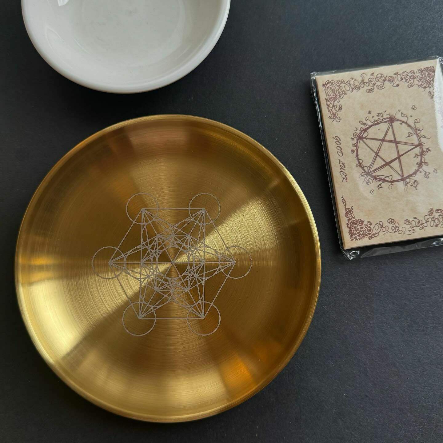 [原石] 靈性圖騰 金屬盤 （附贈許願紙） 梅塔特隆、三相月
