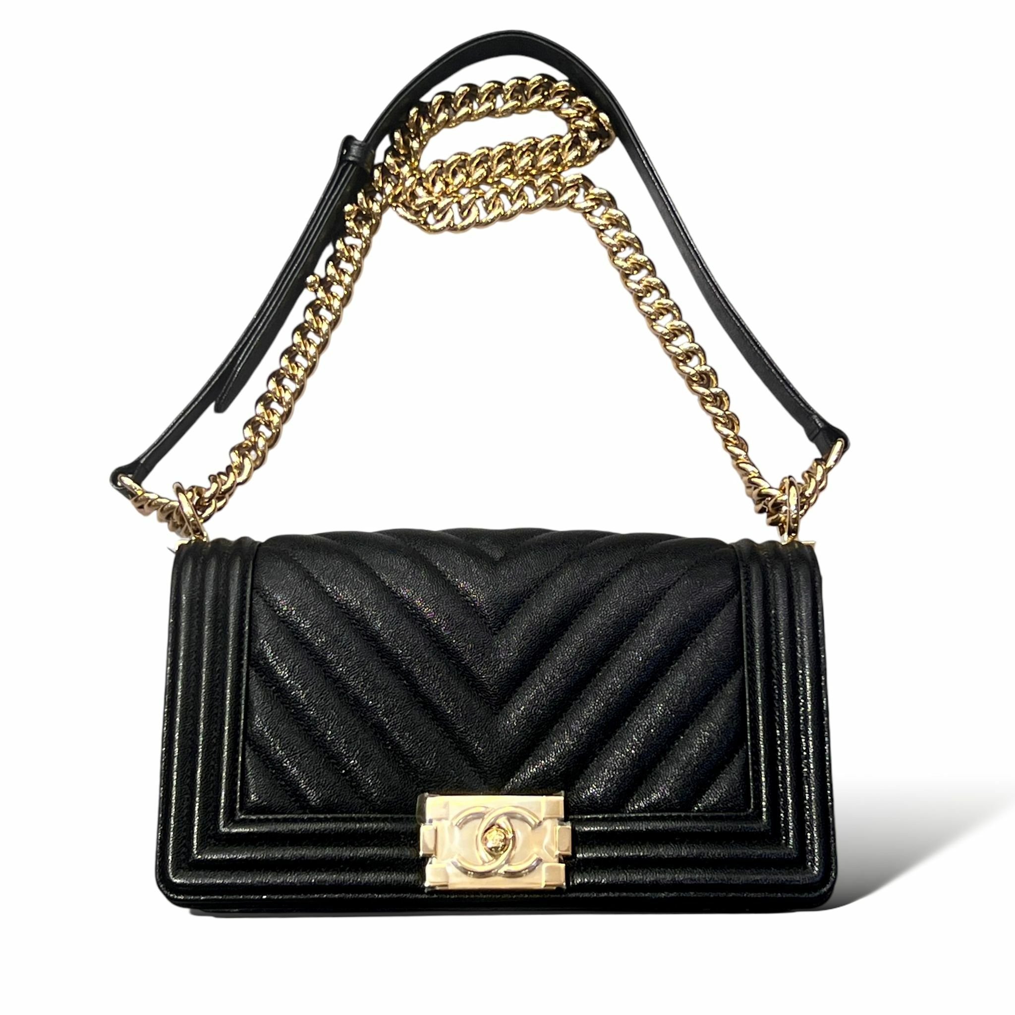 全新BOY CHANEL 25 A67086 黑色荔枝皮V紋/淡金扣 #BRAND NEW #香榭站正品