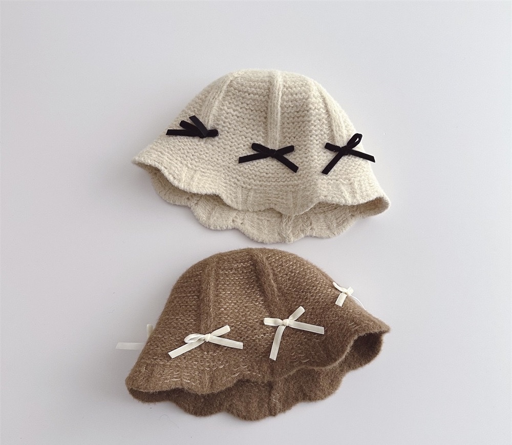 素雅蝴蝶結毛線帽