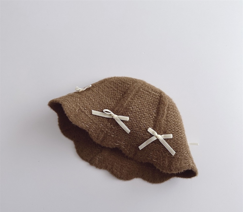 素雅蝴蝶結毛線帽