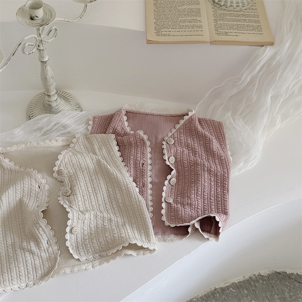 花紋花邊排釦小背心