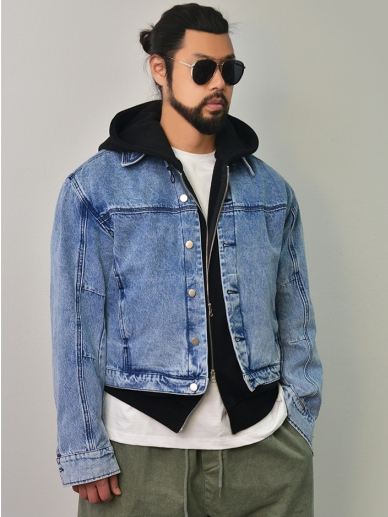 (韓國獨家特價)藝術肩短版牛仔夾克