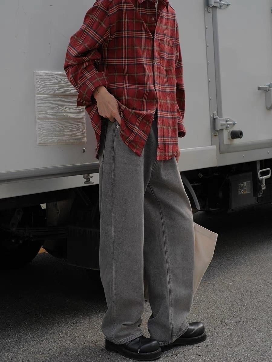 (GOAL) BAGGY水洗落地垂感牛仔長褲 KC76