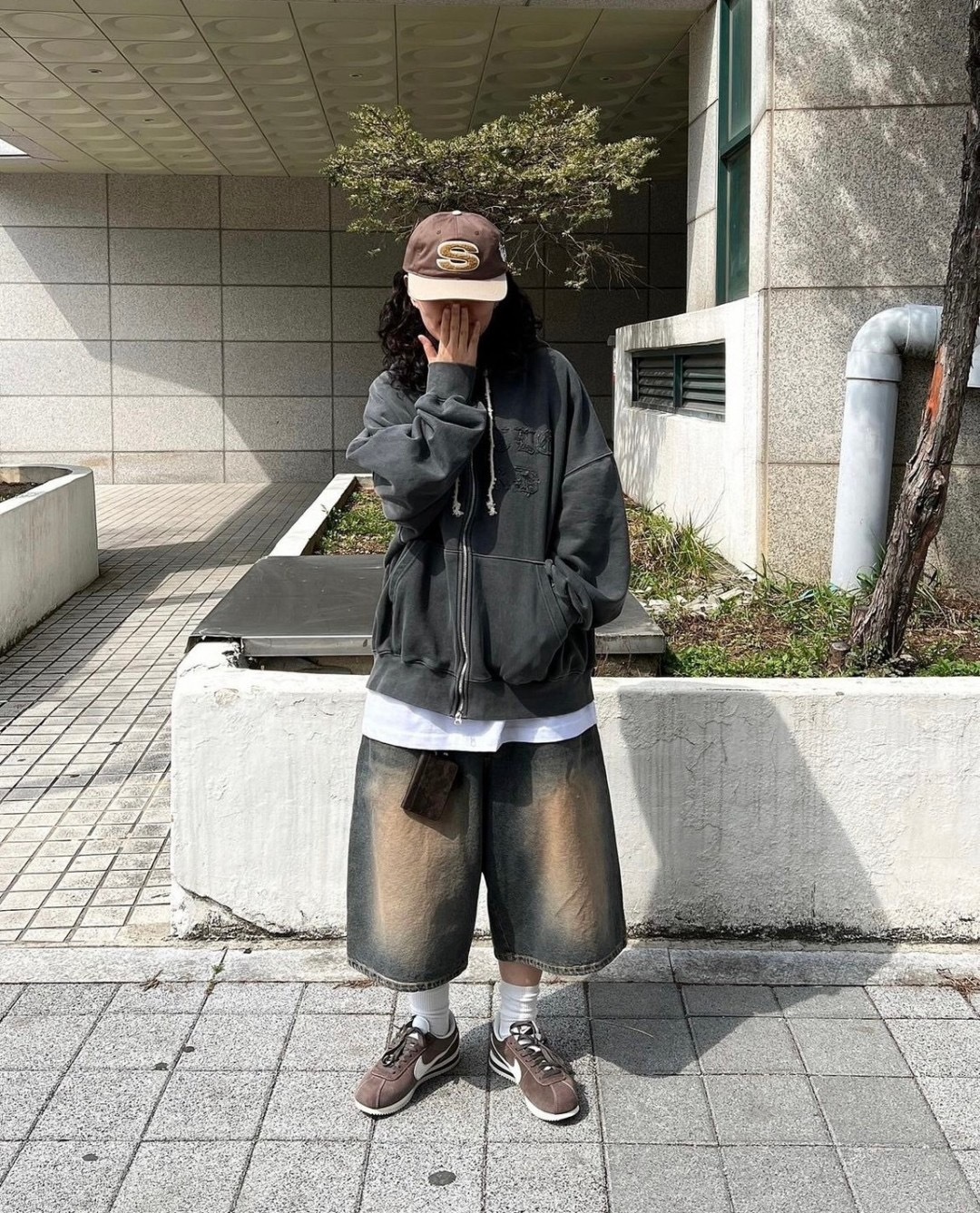 (GOAL) 水洗黃泥闊腿牛仔短褲 KC72