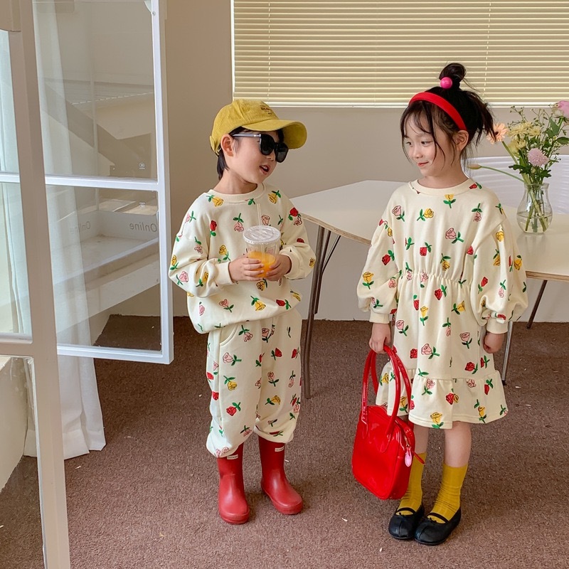 兄弟姐妹一起穿_玫瑰花套裝/洋裝