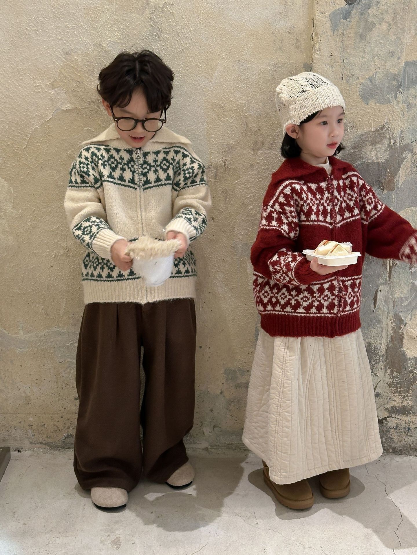 兄弟姐妹一起穿_復古雪花加厚外套