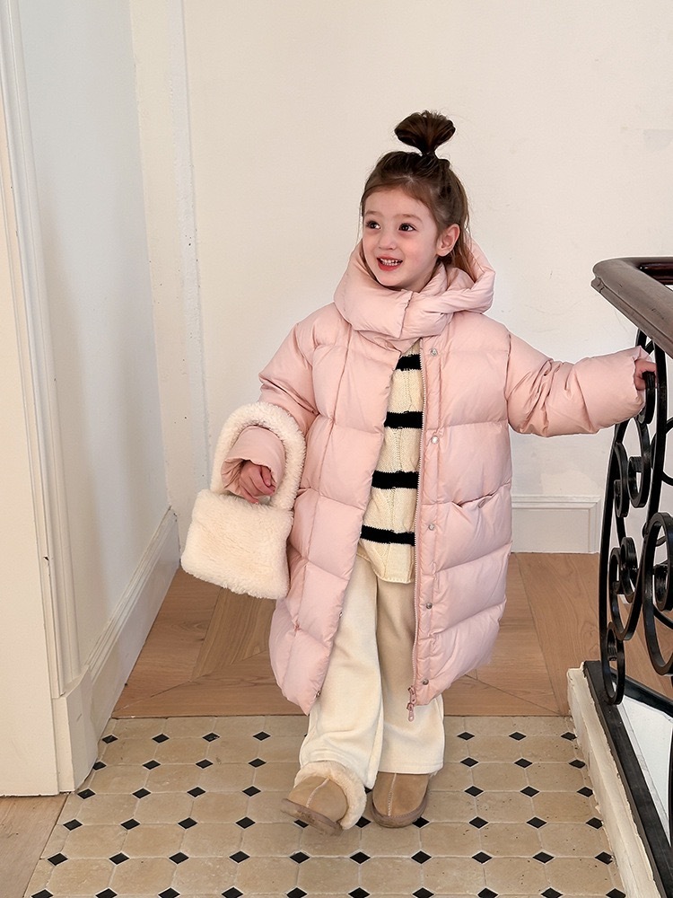 白鴨絨長版鴨絨保暖外套