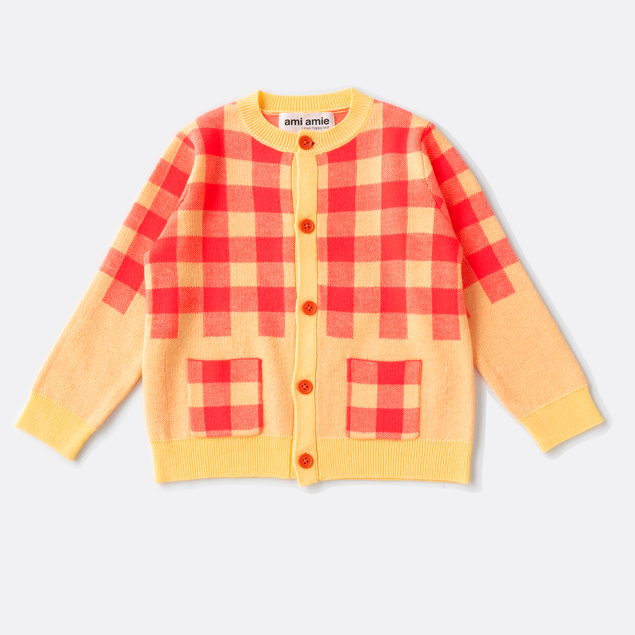 〖 Ami Amie 〗刺繡花格紋羊毛開襟外套