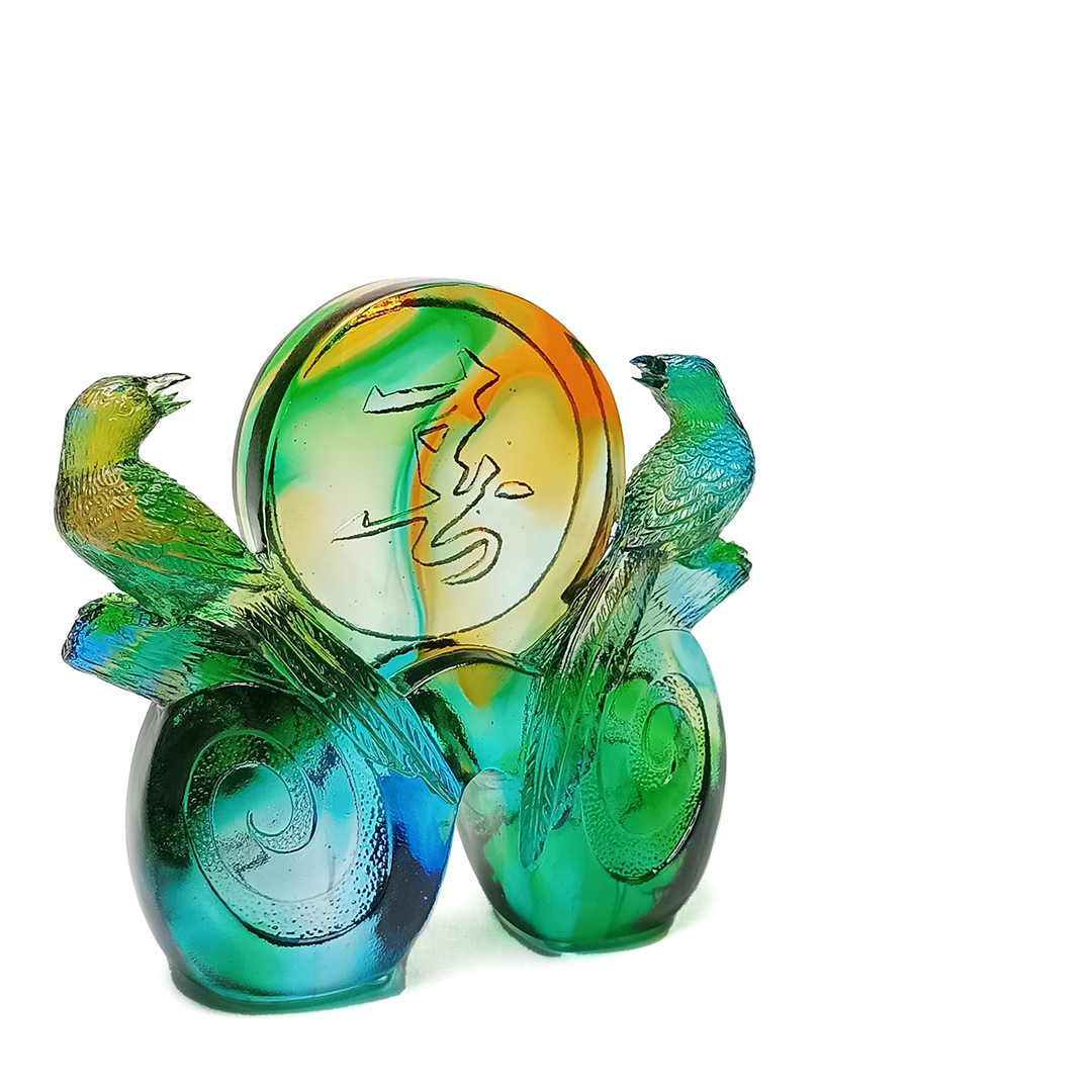 喜相隨琉璃擺飾｜比翼雙飛報喜至 精雕佳偶幸福聚