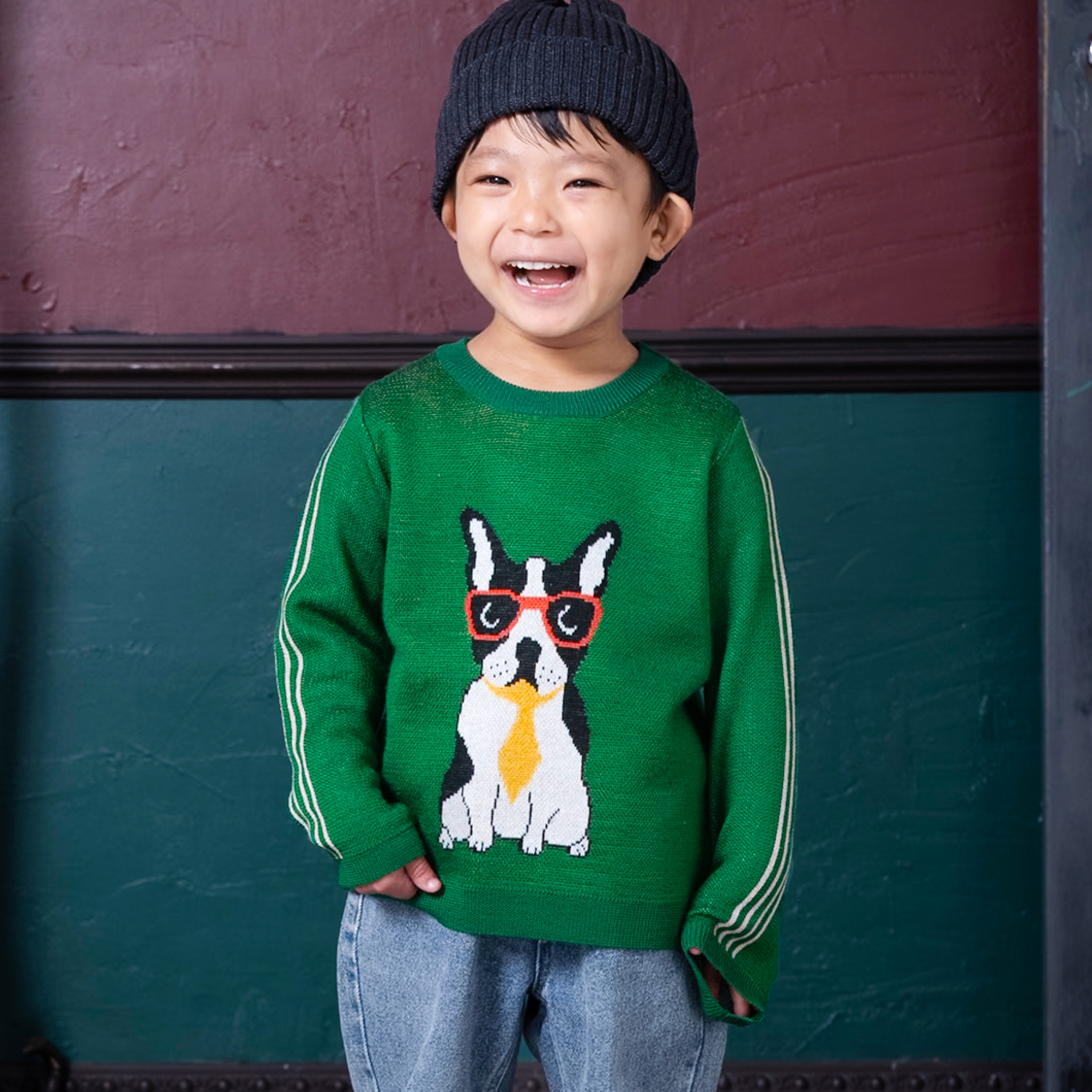 〖 Ami Amie 〗綠色鬥牛犬羊毛上衣