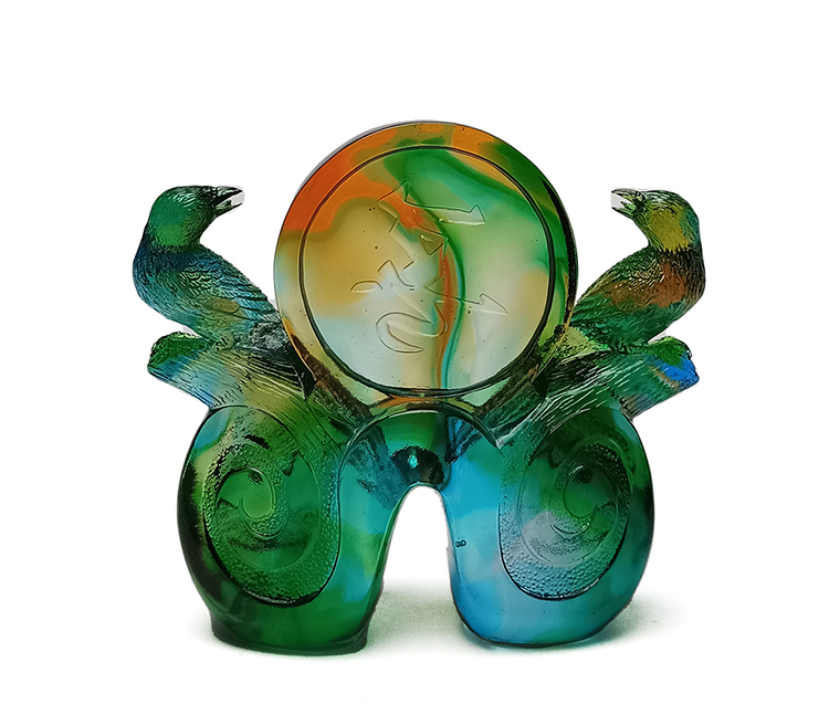 鹿港窯禮品館|琉璃 喜相隨 擺飾:比翼雙飛,喜鵲報喜,精雕細琢,幸福相隨