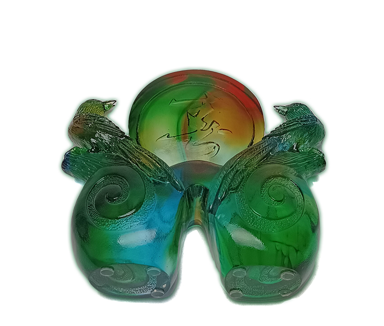 鹿港窯禮品館|琉璃 喜相隨 擺飾:比翼雙飛,喜鵲報喜,精雕細琢,幸福相隨