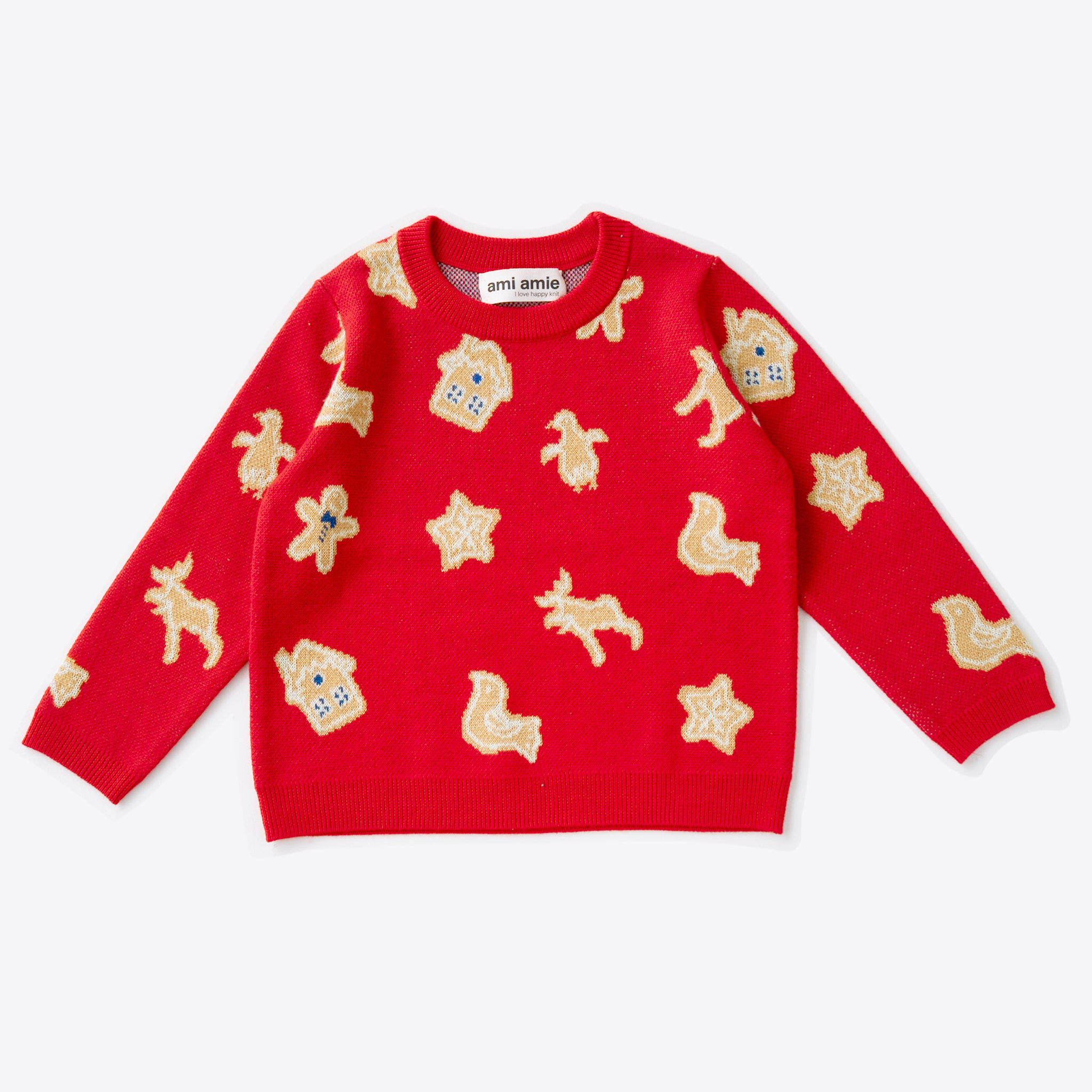 〖 Ami Amie 〗紅色聖誕薑餅羊毛針織上衣