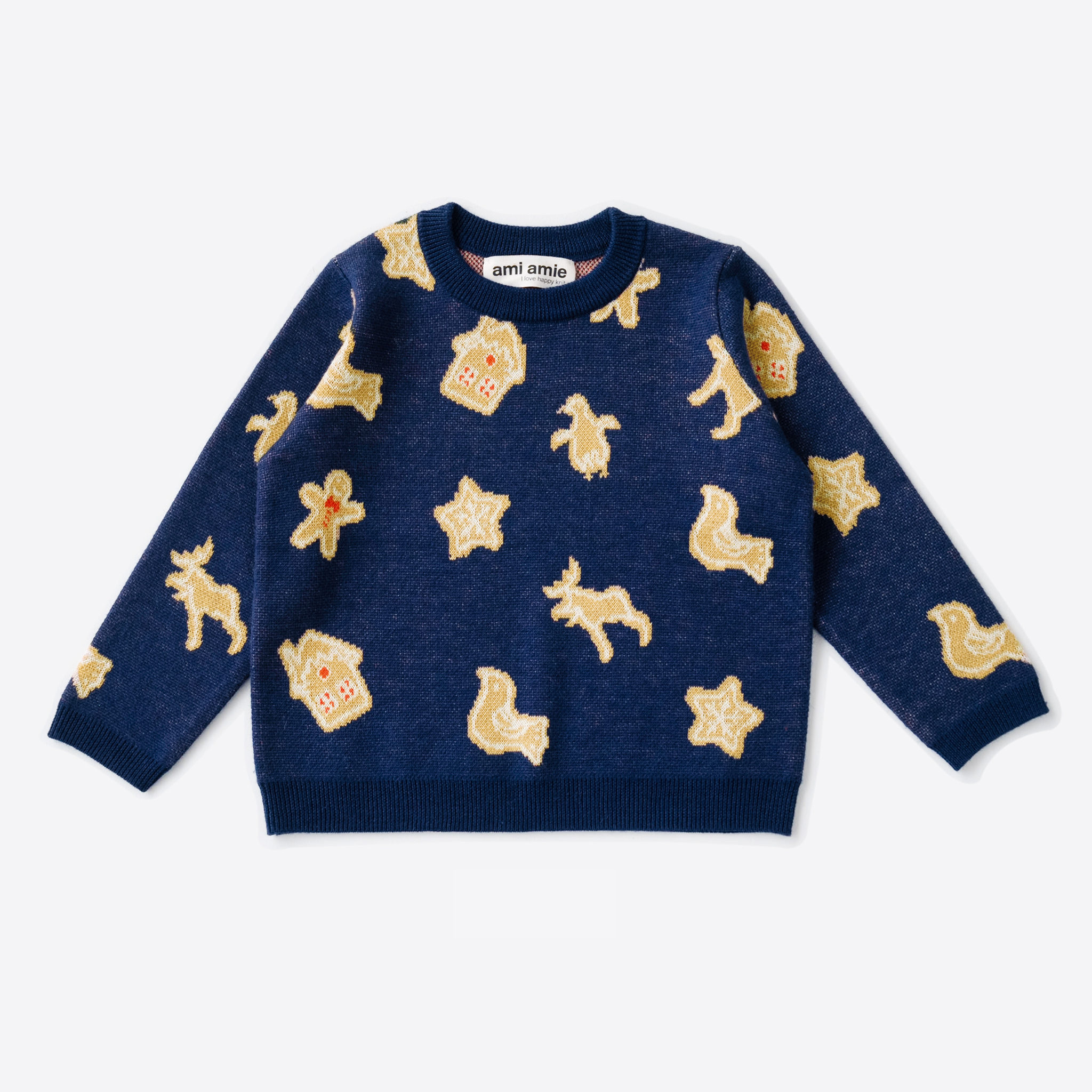 〖 Ami Amie 〗藏青聖誕薑餅羊毛針織上衣