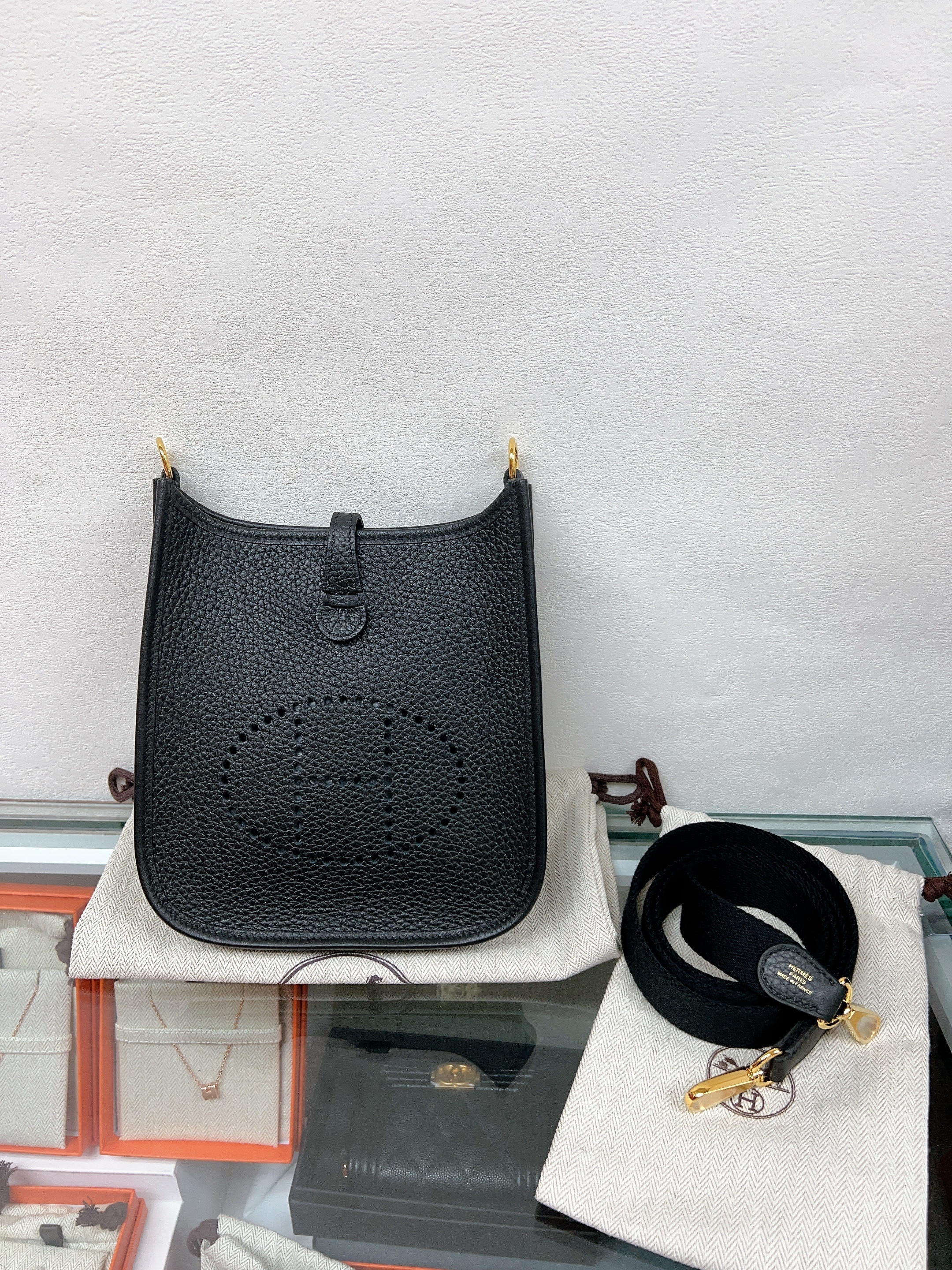 *Brand New* Hermes mini evelyne (black GHW/ stamp w)