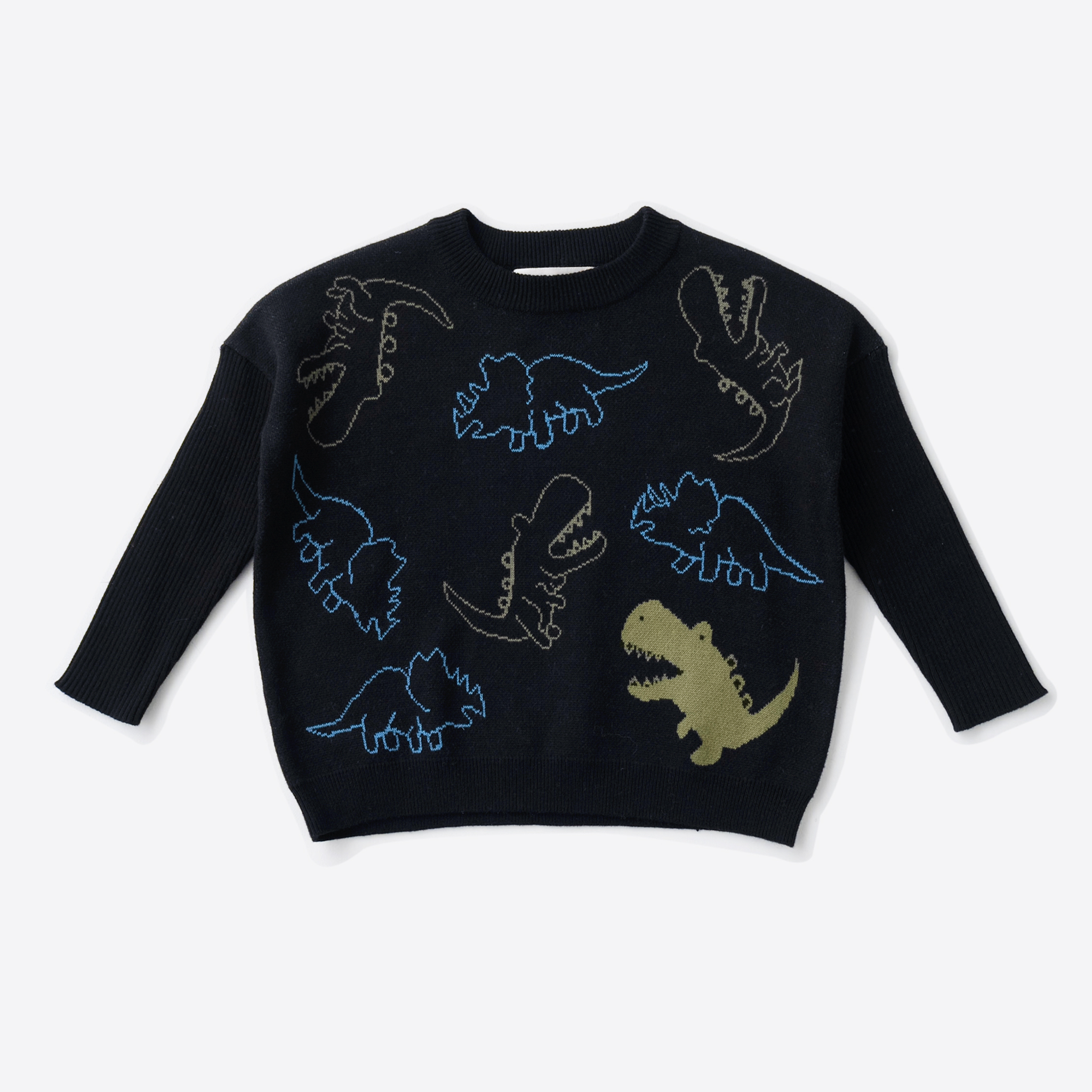 〖 Ami Amie 〗黑色恐龍塗鴉針織上衣
