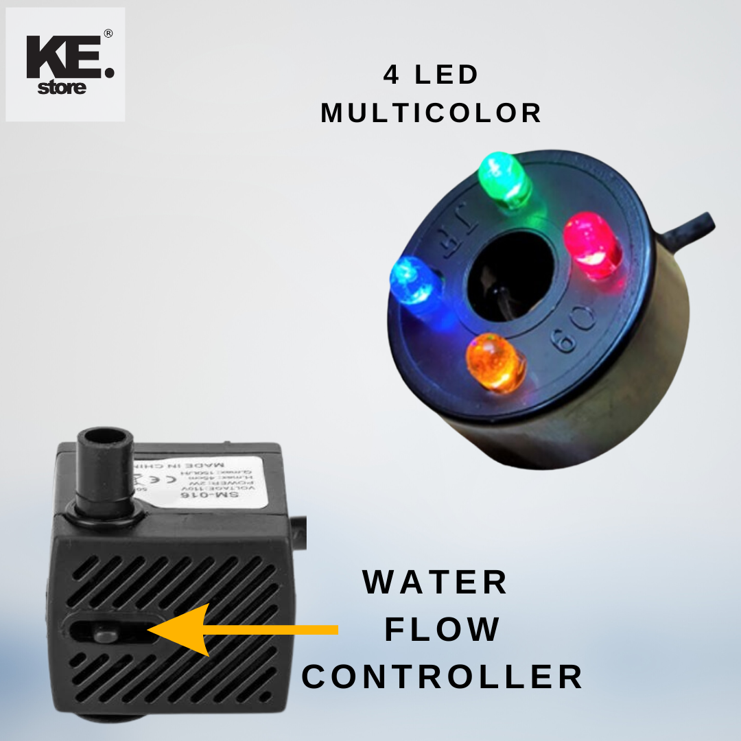 WATER FOUNTAIN PUMP WITH 4 LED MULTICOLOR