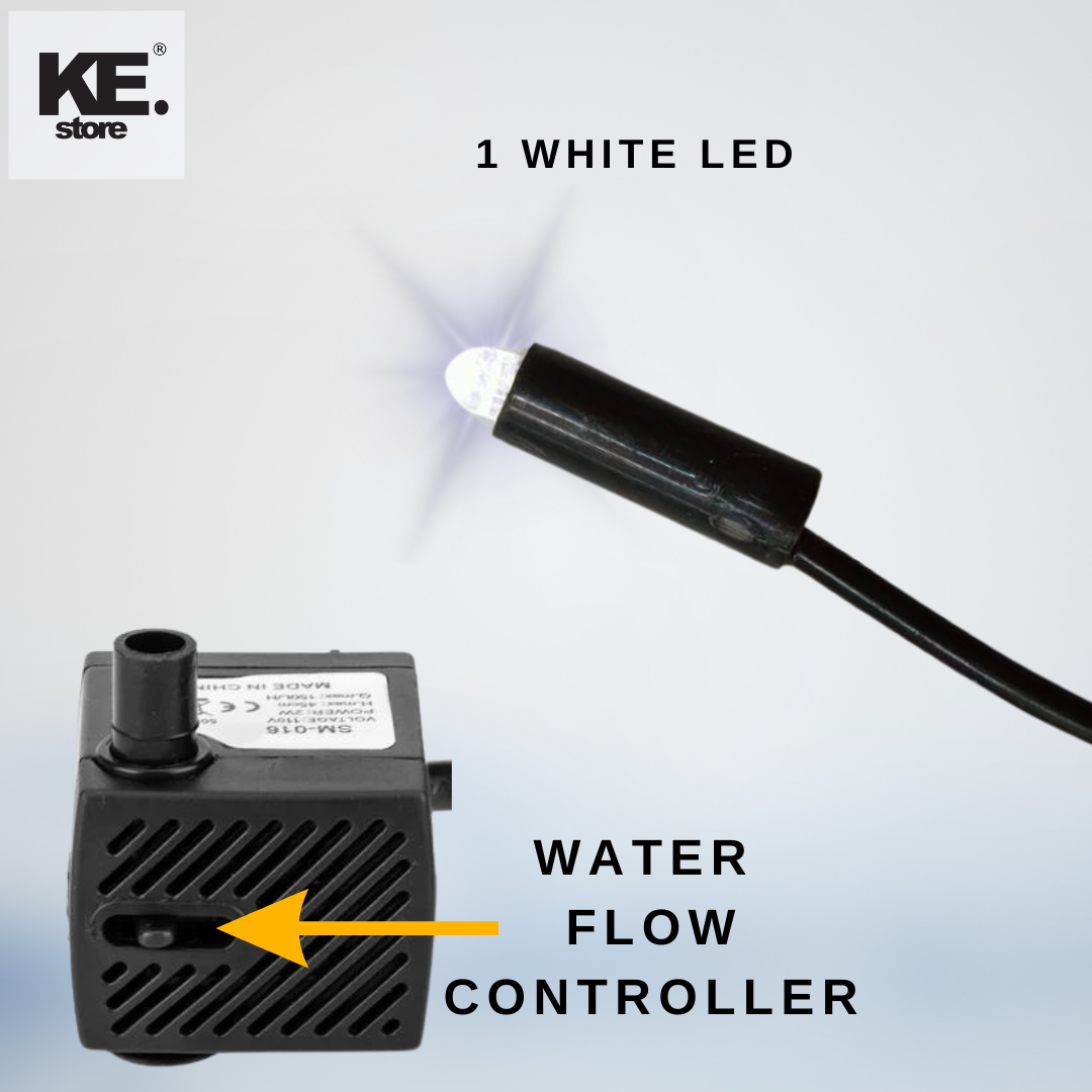 WATER FOUNTAIN PUMP WITH SINGLE LED WHITE COLOR