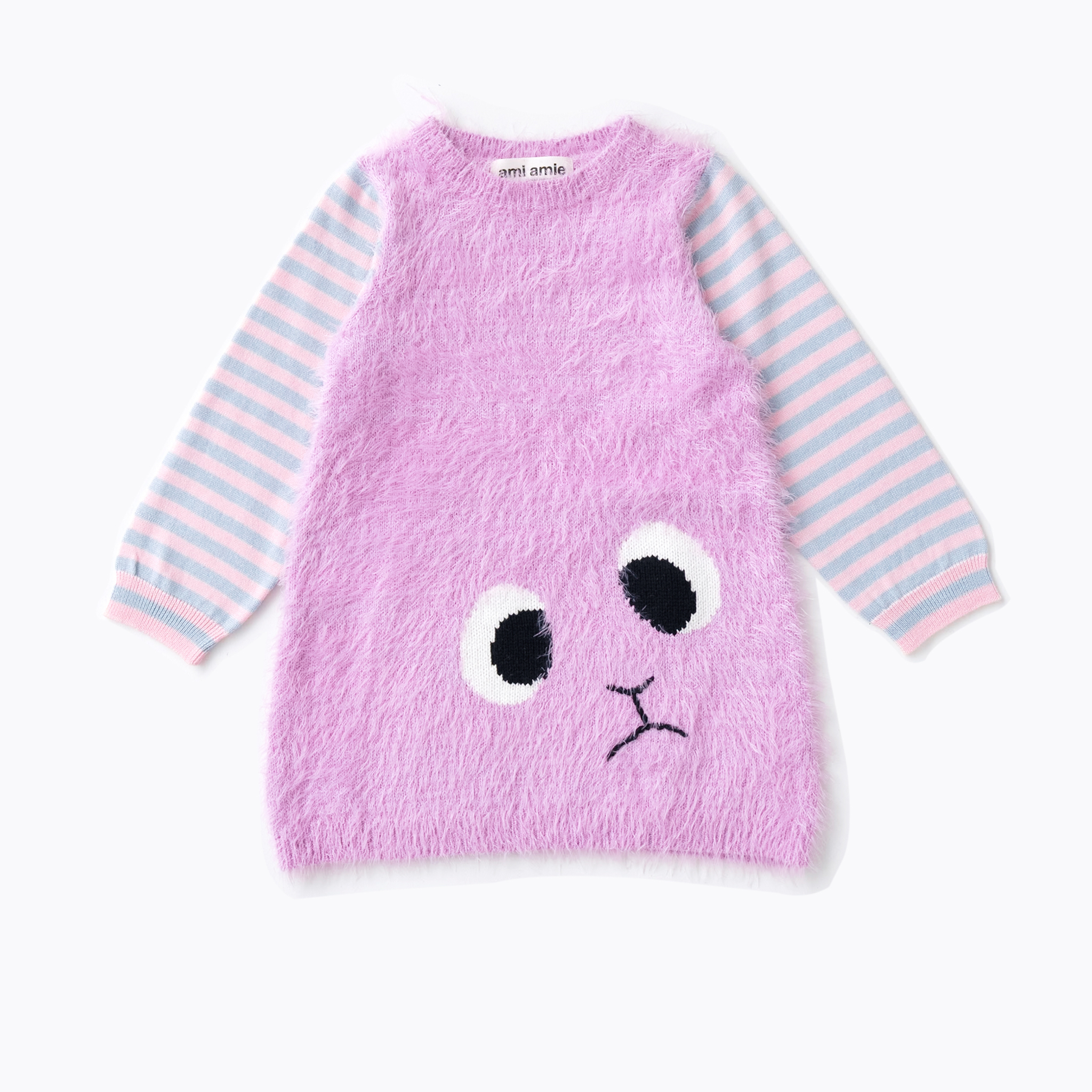 〖 Ami Amie 〗粉紫毛毛動物臉針織洋裝